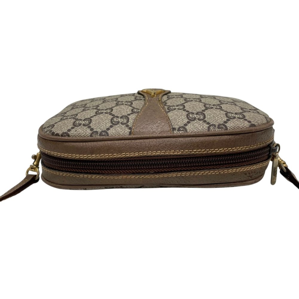 GUCCI Old Gucci GG Plus Shoulder Bag Leather Grey Brown Gold Hardware Logo Cr... - Picture 7 of 16